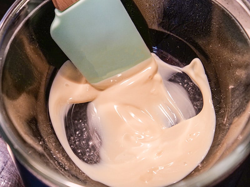Melting white chocolate