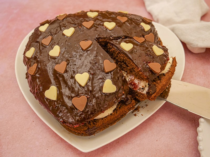 Easy Heart Shape Chocolate Cake | Chocolate Cherry Kisses