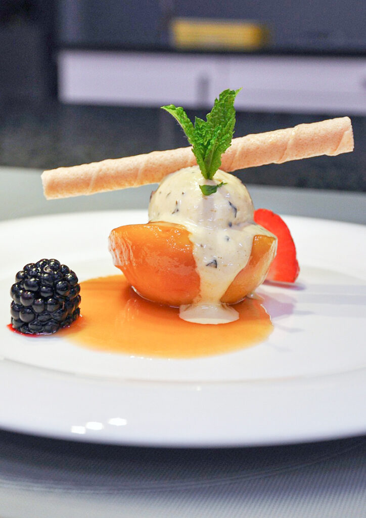 Olive oil ice cream dessert