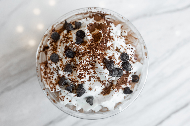 Ice cream topped with chocolate chips